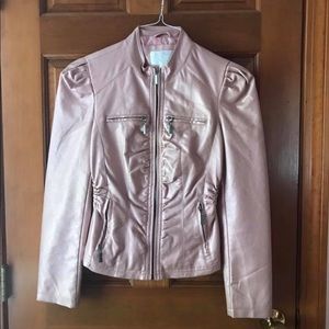 Pink Faux-Leather Jacket